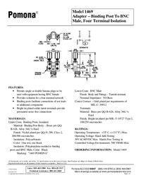 Thumbnail of document Data Sheet - 1469 BNC (M) To Binding Posts, Isolated Solder Turrets